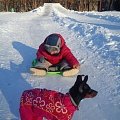Сергей (2 года 6 месяцев) со своей собачкой.