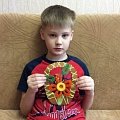 Алексей Коровин, 9 лет. "Корзинка с цветочком" (поделка из ниток) 